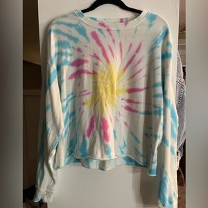 Spiritual Gangster - Crop White Tie Dye Sweatshirt XL